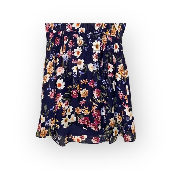 Parker ๐ Floral Silk A-Line V Neck Dress ๐ Scalloped Ruffles ๐ Navy ๐ XS ๐ - Picture 6 of 16